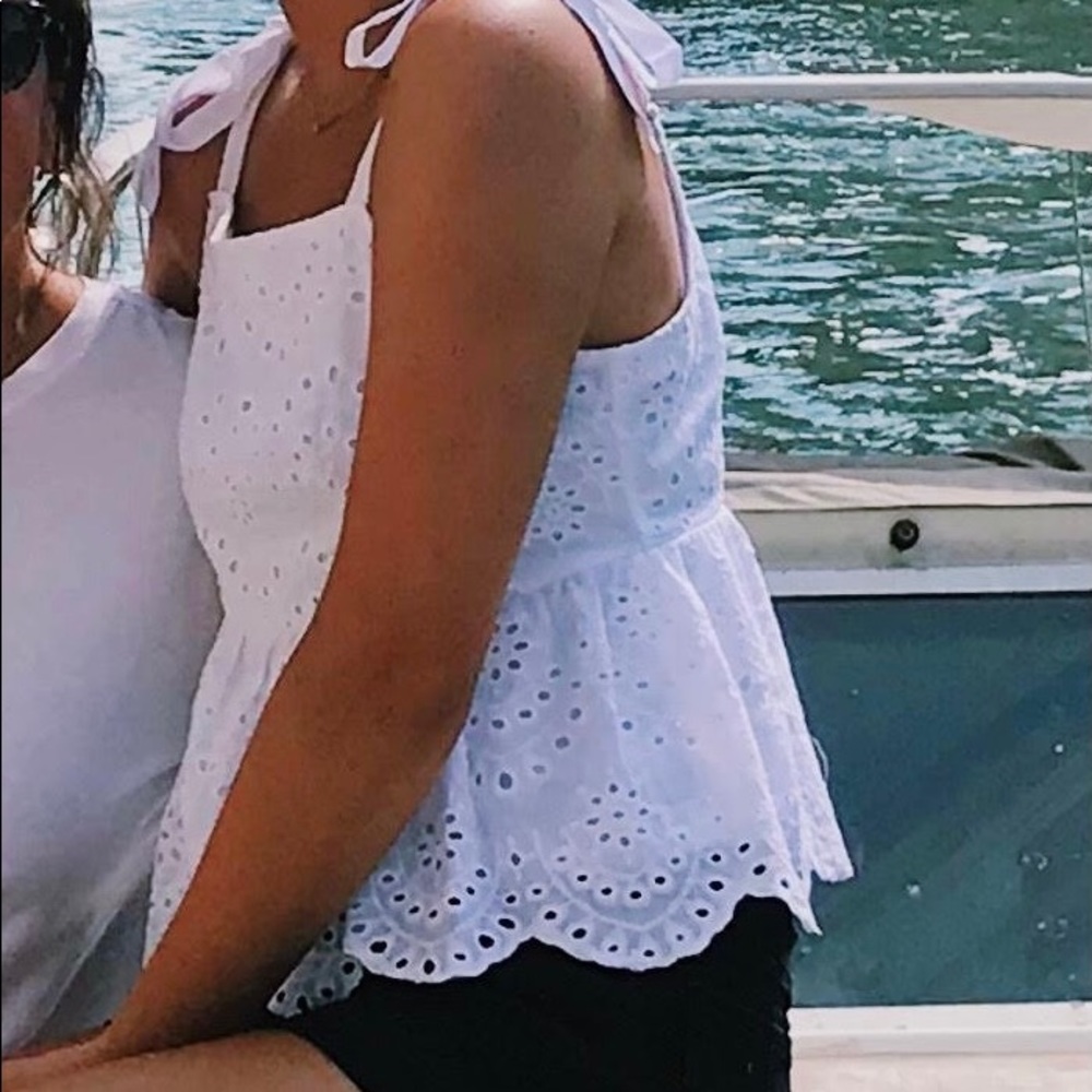 White Babydoll Eyelet Lace Tank Top